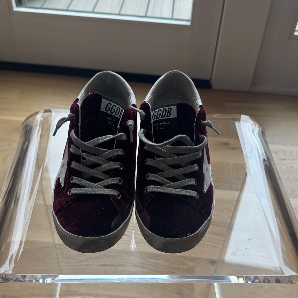 Golden Goose Burgundy Sneakers with White/Grey Accents